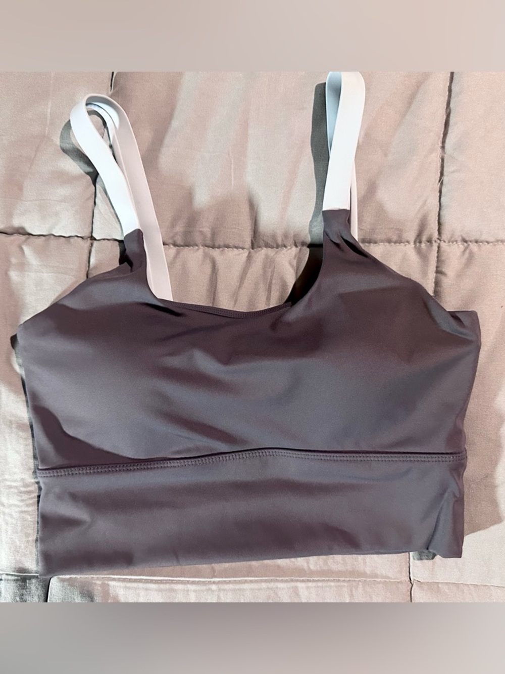 Sports Bra with gray with light blue straps